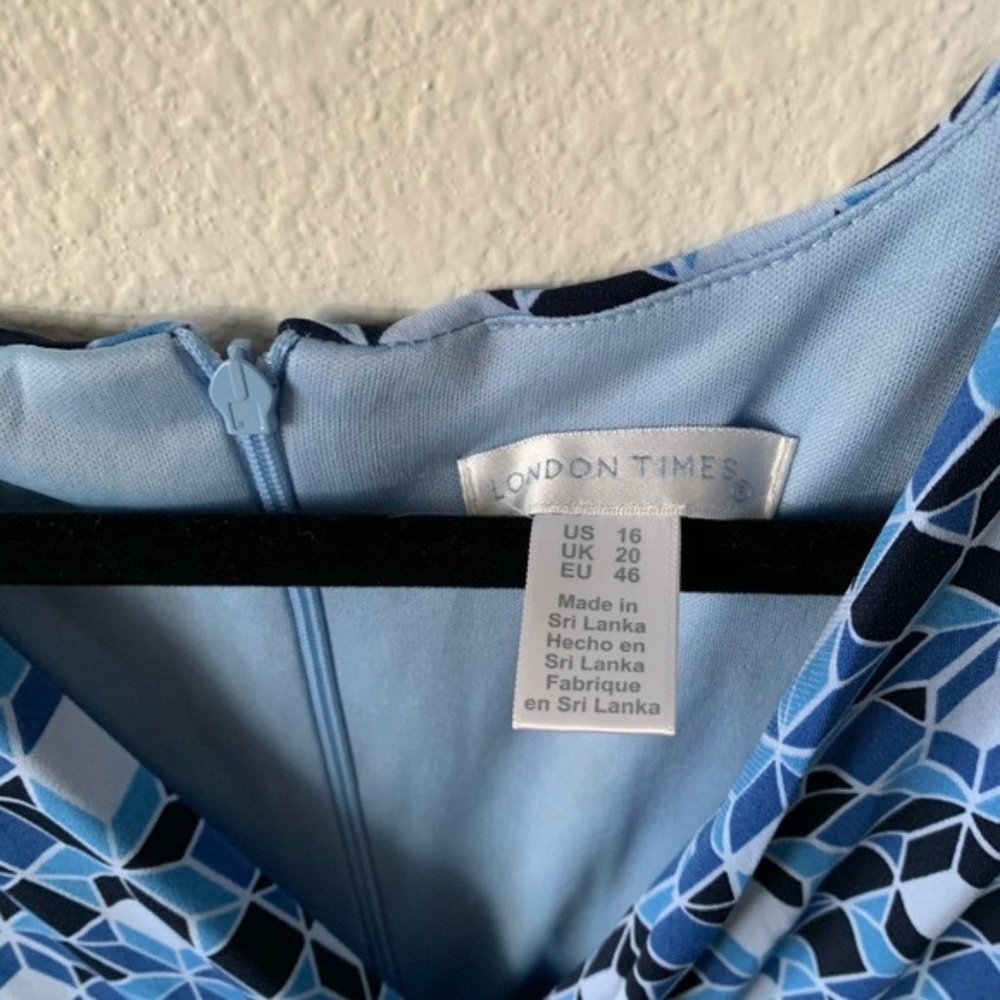 London Times Matte Jersey Wrap-over Sheath Dress in Blue - Picture 4 of 6